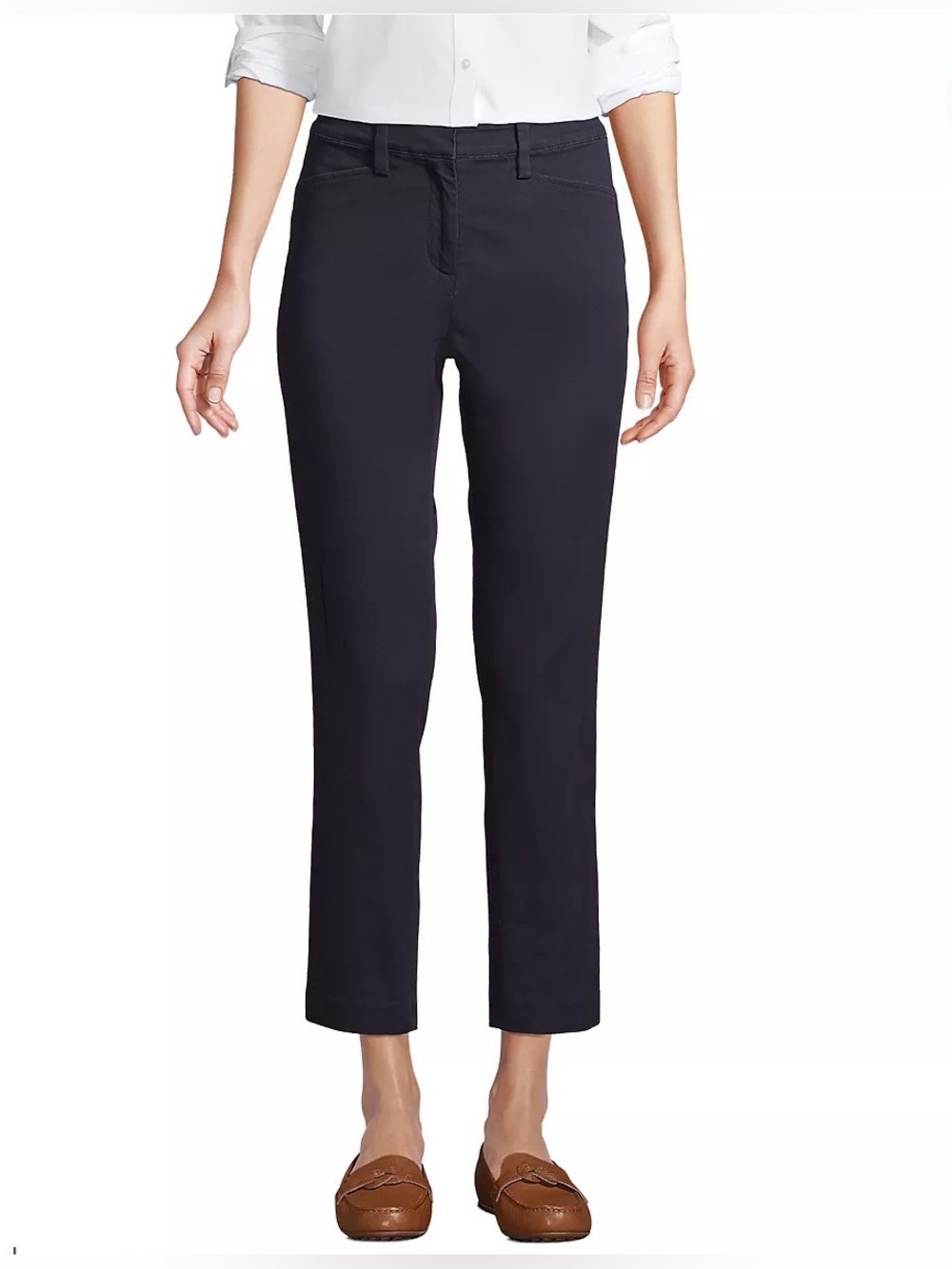 Lands’ End Women's Regular Mid Rise Chino Crop Pants - Navy